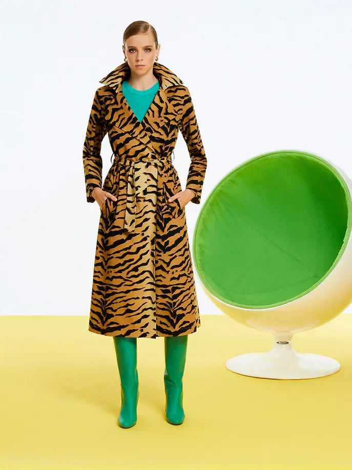 Tiger Print Trench Monique Store