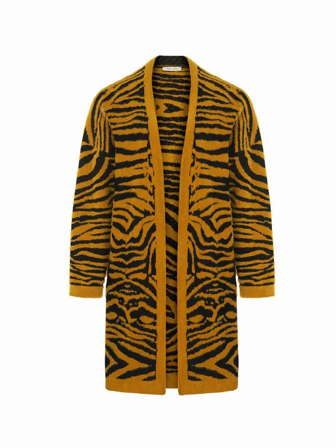 Tiger Print Twin Set Knit Cardigan Monique Store