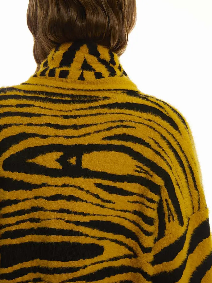 Tiger Print Twin Set Knit Cardigan Monique Store
