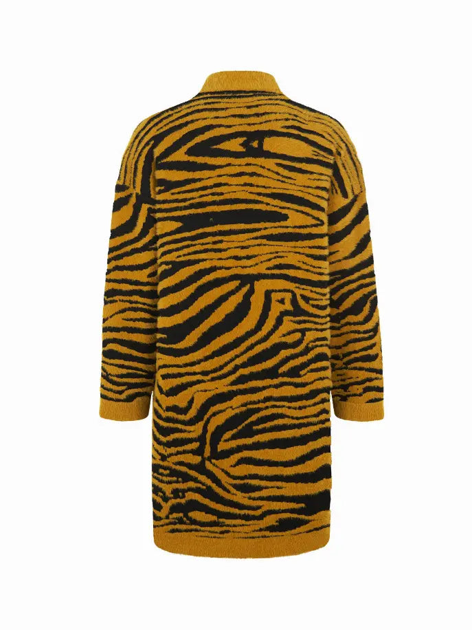 Tiger Print Twin Set Knit Cardigan Monique Store