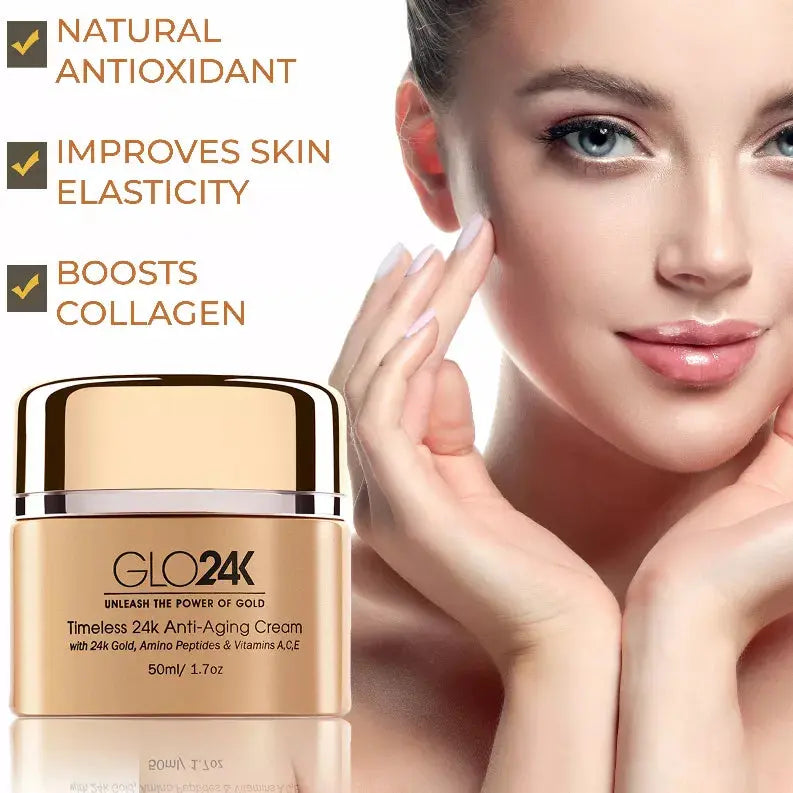 Timeless 24k Anti-Aging Cream with 24k Gold, Amino Peptides & Vitamins A, C, E GLO24K