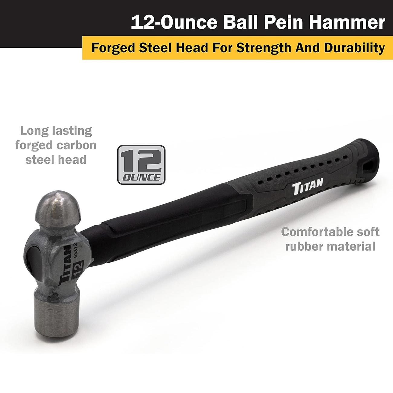 Titan 12 Oz. Ball Pein Hammer With Forged Steel Head TITAN