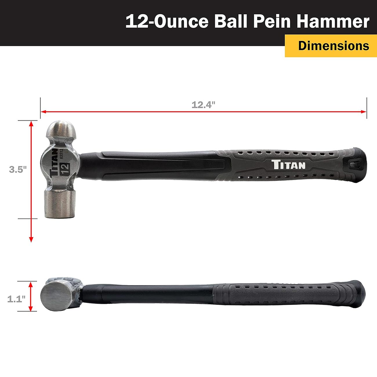 Titan 12 Oz. Ball Pein Hammer With Forged Steel Head TITAN
