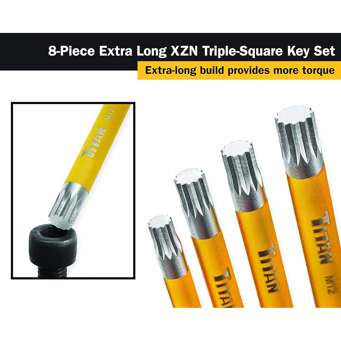 Titan Extra-long Triple-square Key Set (8 Piece Set) TITAN