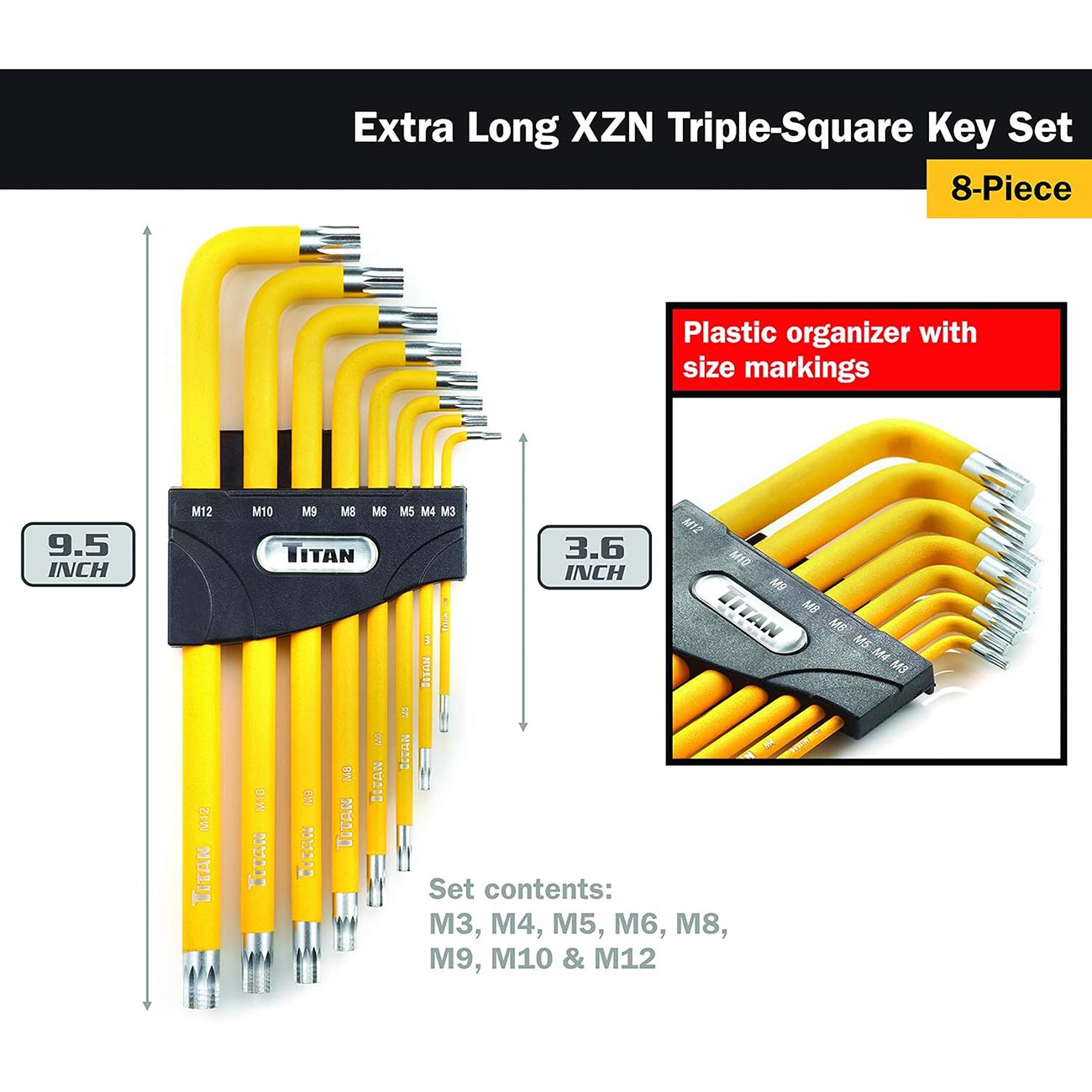 Titan Extra-long Triple-square Key Set (8 Piece Set) TITAN