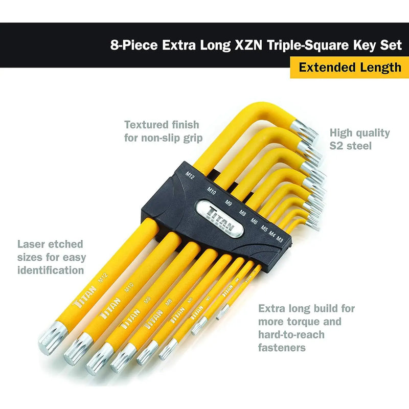Titan Extra-long Triple-square Key Set (8 Piece Set) TITAN