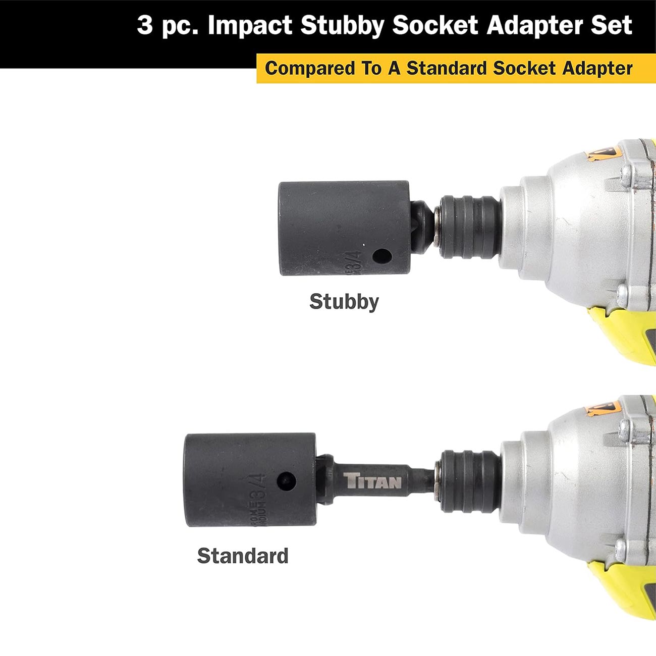 Titan Impact Stubby Socket Adapter Set (3 Piece) TITAN