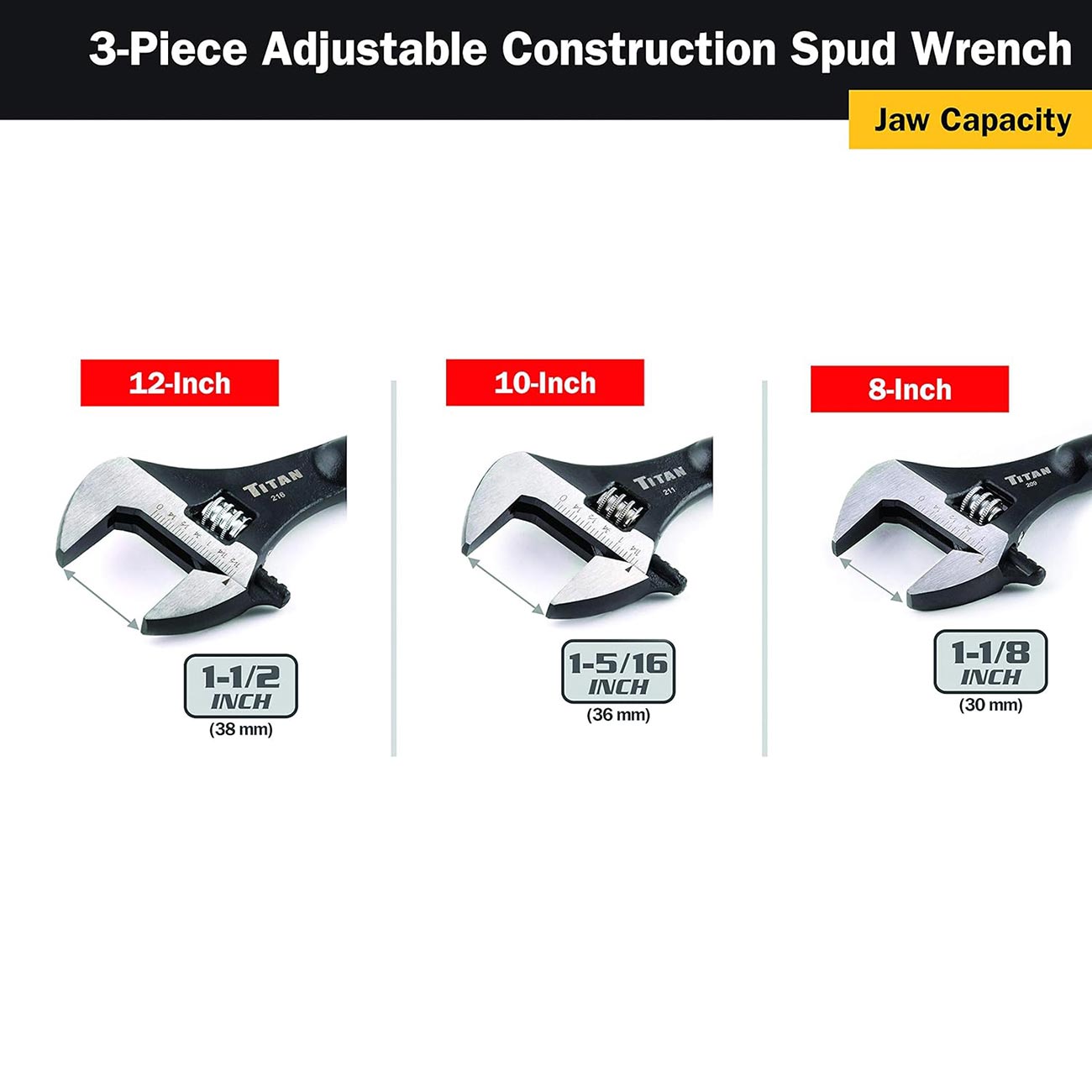 Titan Tool 3 Pc Adjustable Construction Wrench Set TITAN