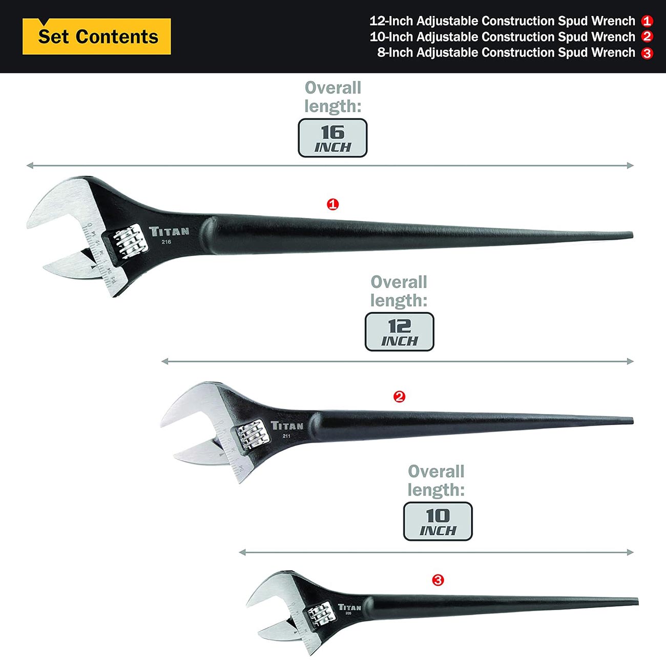 Titan Tool 3 Pc Adjustable Construction Wrench Set TITAN