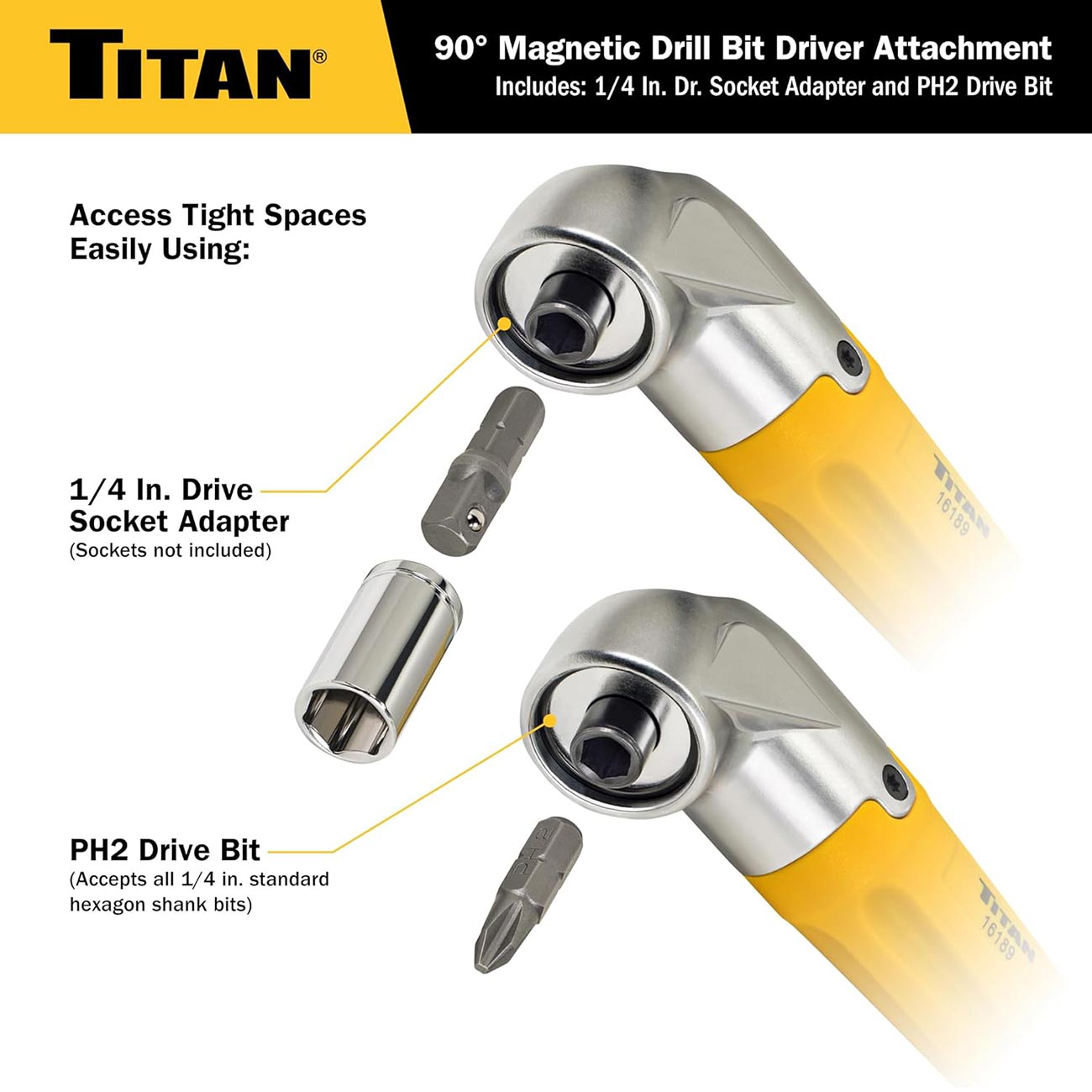 Titan Tools 90 Degree Magnetic Right Angle Drill Attachment TITAN