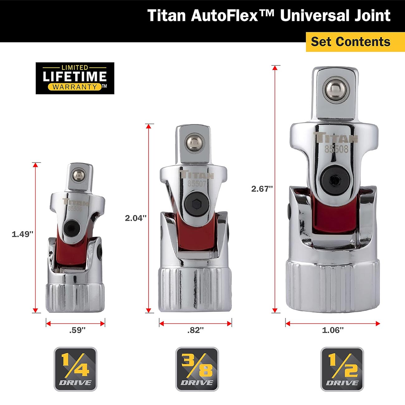 Titan Tools Auto Flex Universal Joint Socket Set (3-piece) TITAN