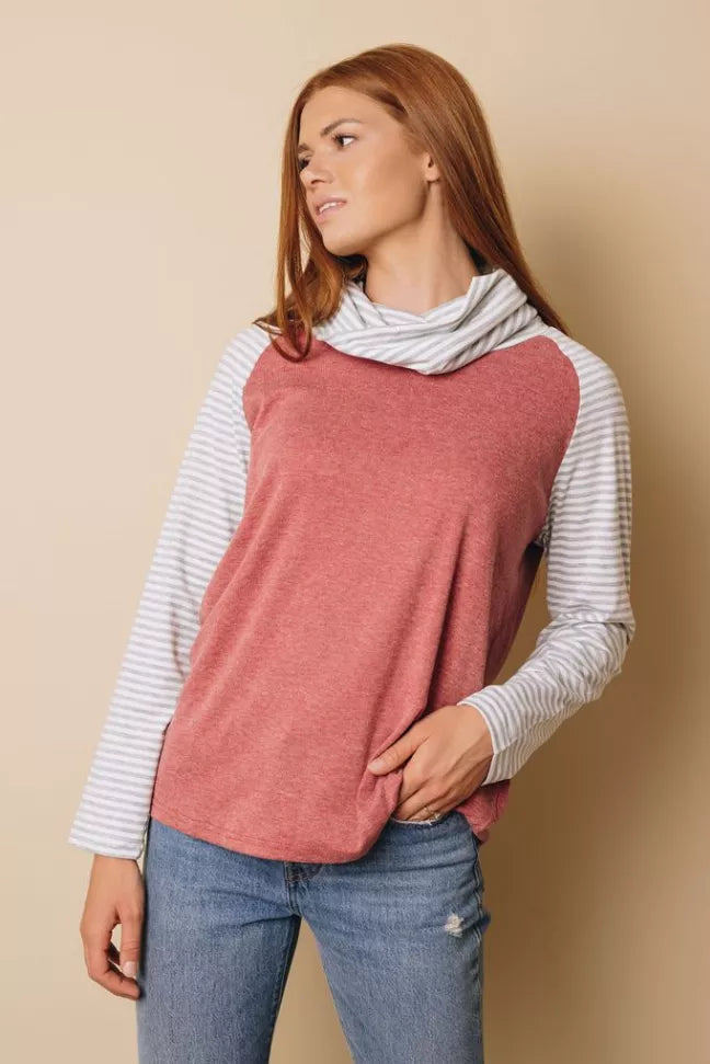 Tommy Boy Plaid Cowl Neck Top Stay Warm in Style