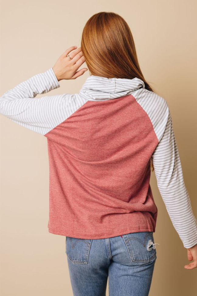 Tommy Boy Plaid Cowl Neck Top Stay Warm in Style
