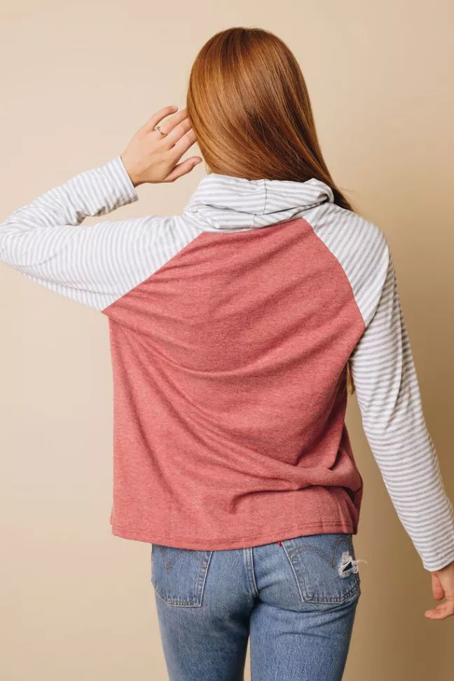 Tommy Boy Plaid Cowl Neck Top Stay Warm in Style
