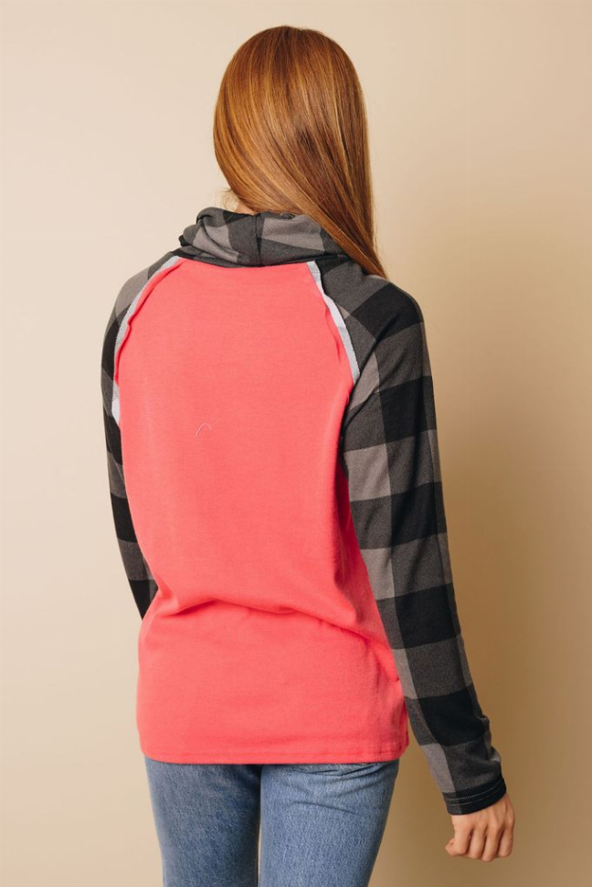 Tommy Boy Plaid Cowl Neck Top Stay Warm in Style