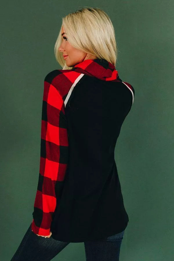 Tommy Boy Plaid Cowl Neck Top Stay Warm in Style