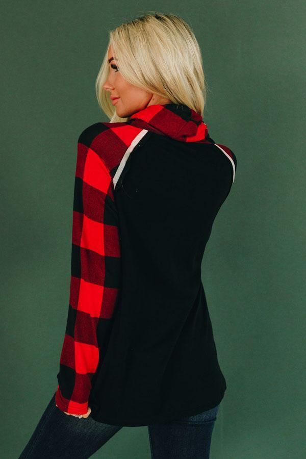Tommy Boy Plaid Cowl Neck Top Stay Warm in Style