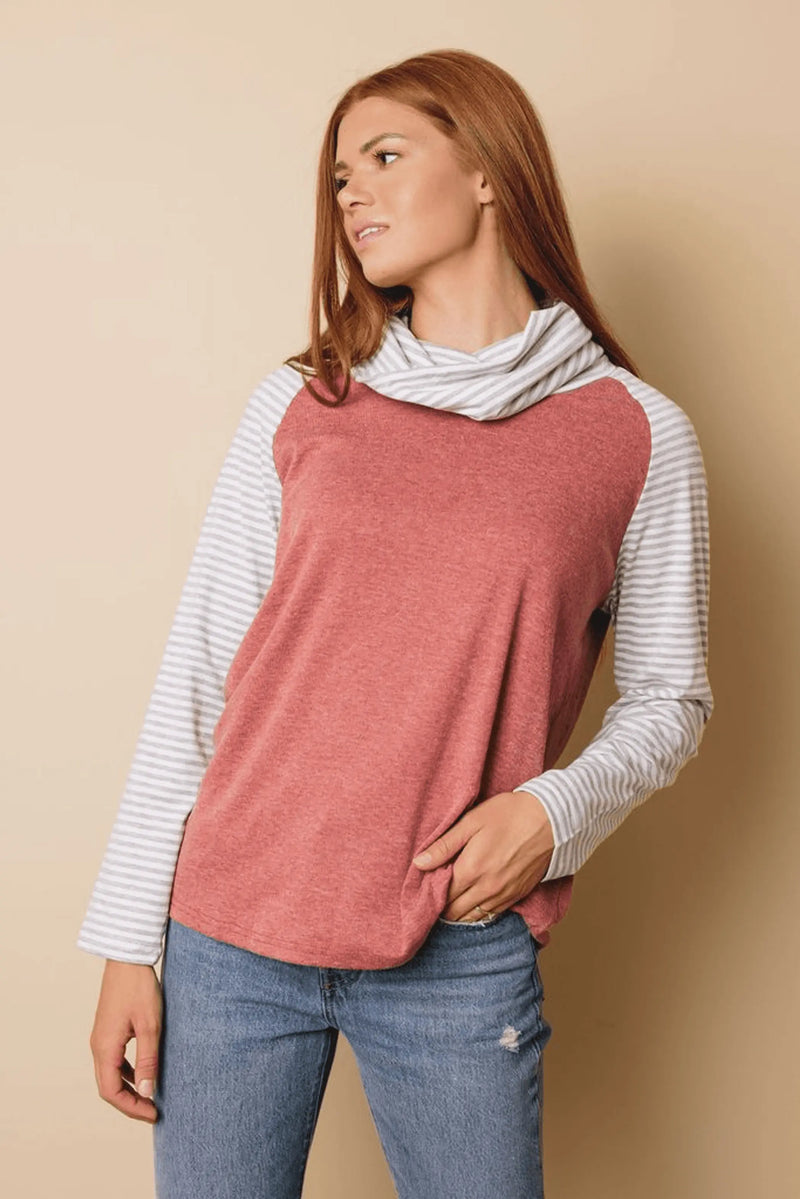 Tommy Boy Plaid Cowl Neck Top Stay Warm in Style