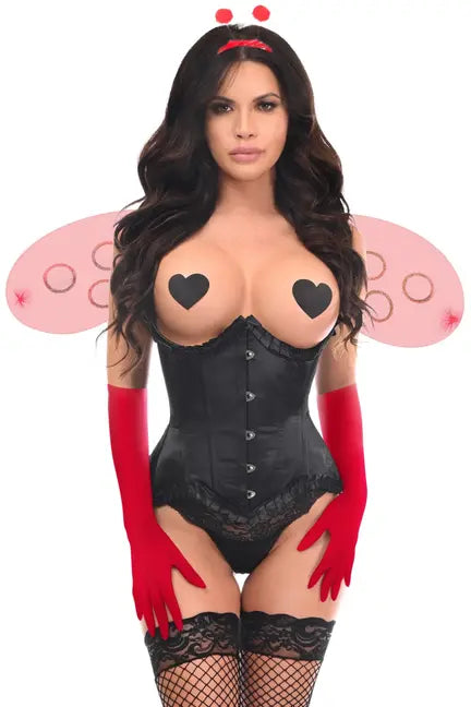 Top Drawer 4 PC Pin-Up Ladybug Corset Costume Daisy Corsets