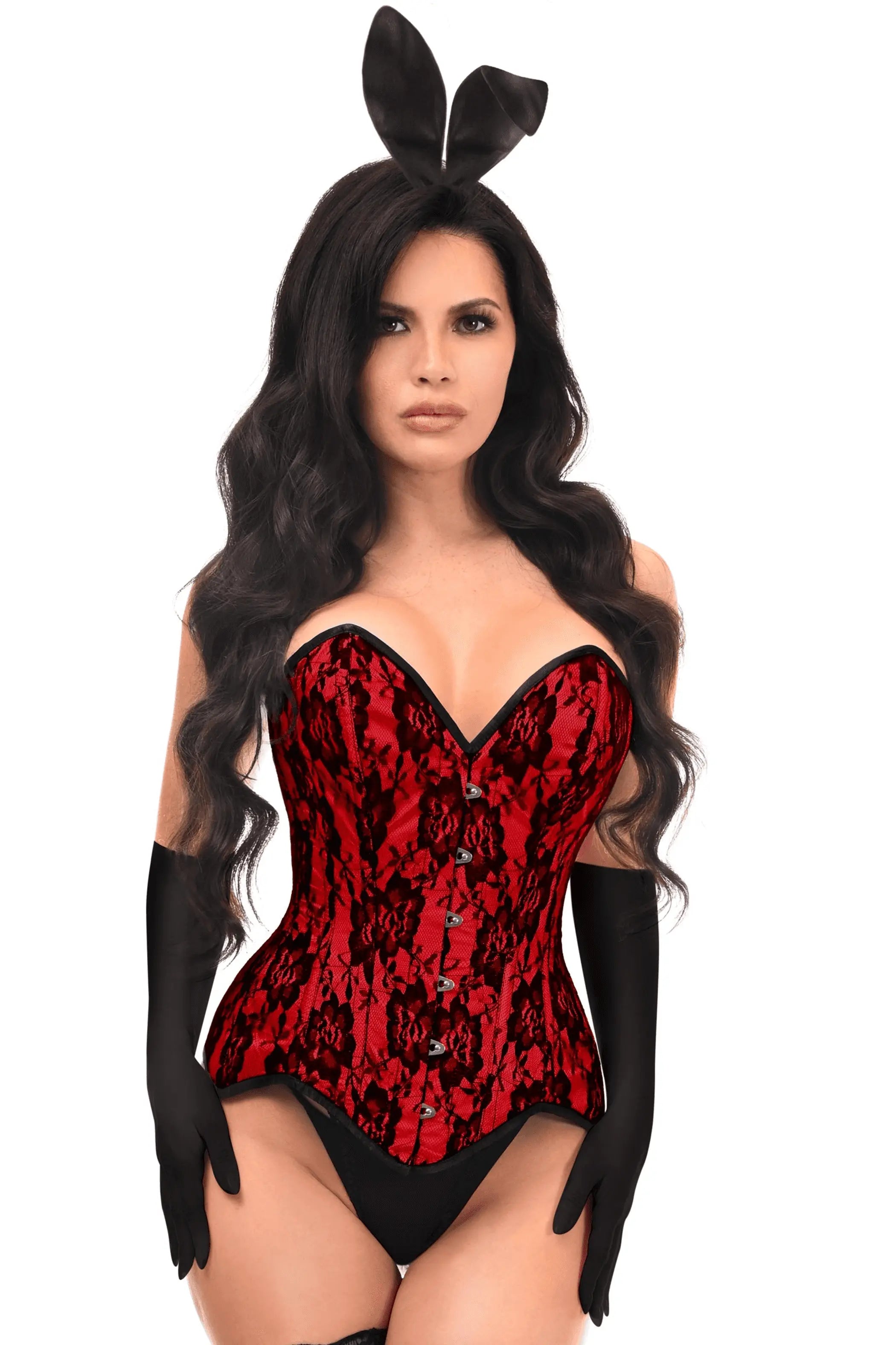 Top Drawer 4 PC Premium Red Bunny Corset Costume Daisy Corsets