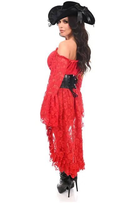 Top Drawer 4 PC Red Premium Pirate Corset Costume Daisy Corsets