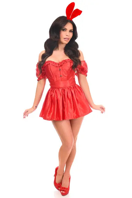 Top Drawer 4 PC Sexy Red Bunny Corset Costume Daisy Corsets