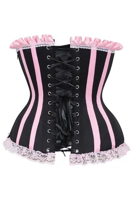 Top Drawer Black/Pink Steel Boned Burlesque Corset Daisy Corsets