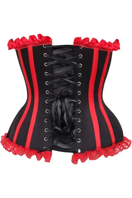 Top Drawer Black/Red Steel Boned Burlesque Corset Daisy Corsets
