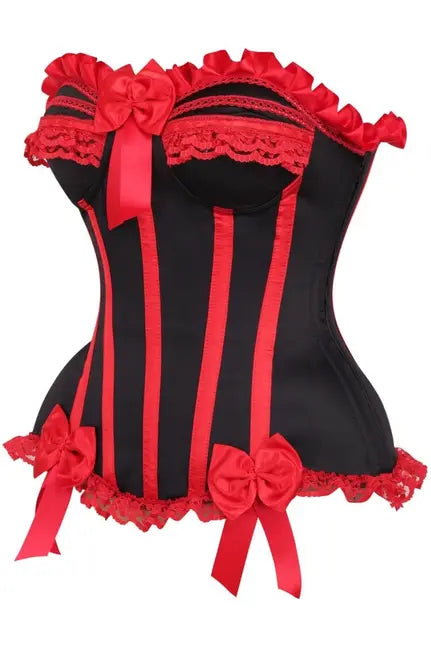 Top Drawer Black/Red Steel Boned Burlesque Corset Daisy Corsets