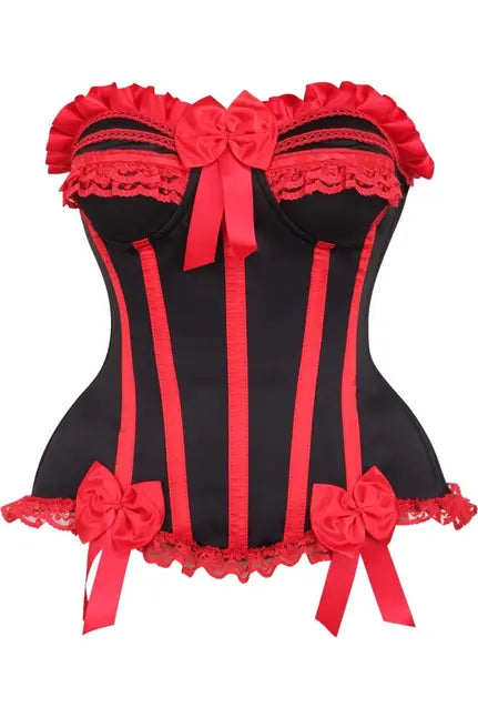 Top Drawer Black/Red Steel Boned Burlesque Corset Daisy Corsets