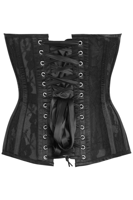 Top Drawer Black Sheer Mesh Net & Lace Steel Boned Overbust Corset Daisy Corsets