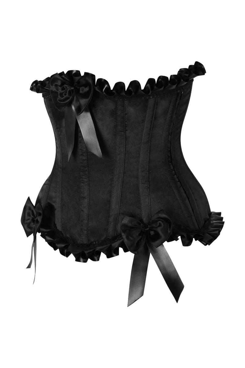 Top Drawer Black Steel Boned Burlesque Underbust Corset Waist Cincher Daisy Corsets
