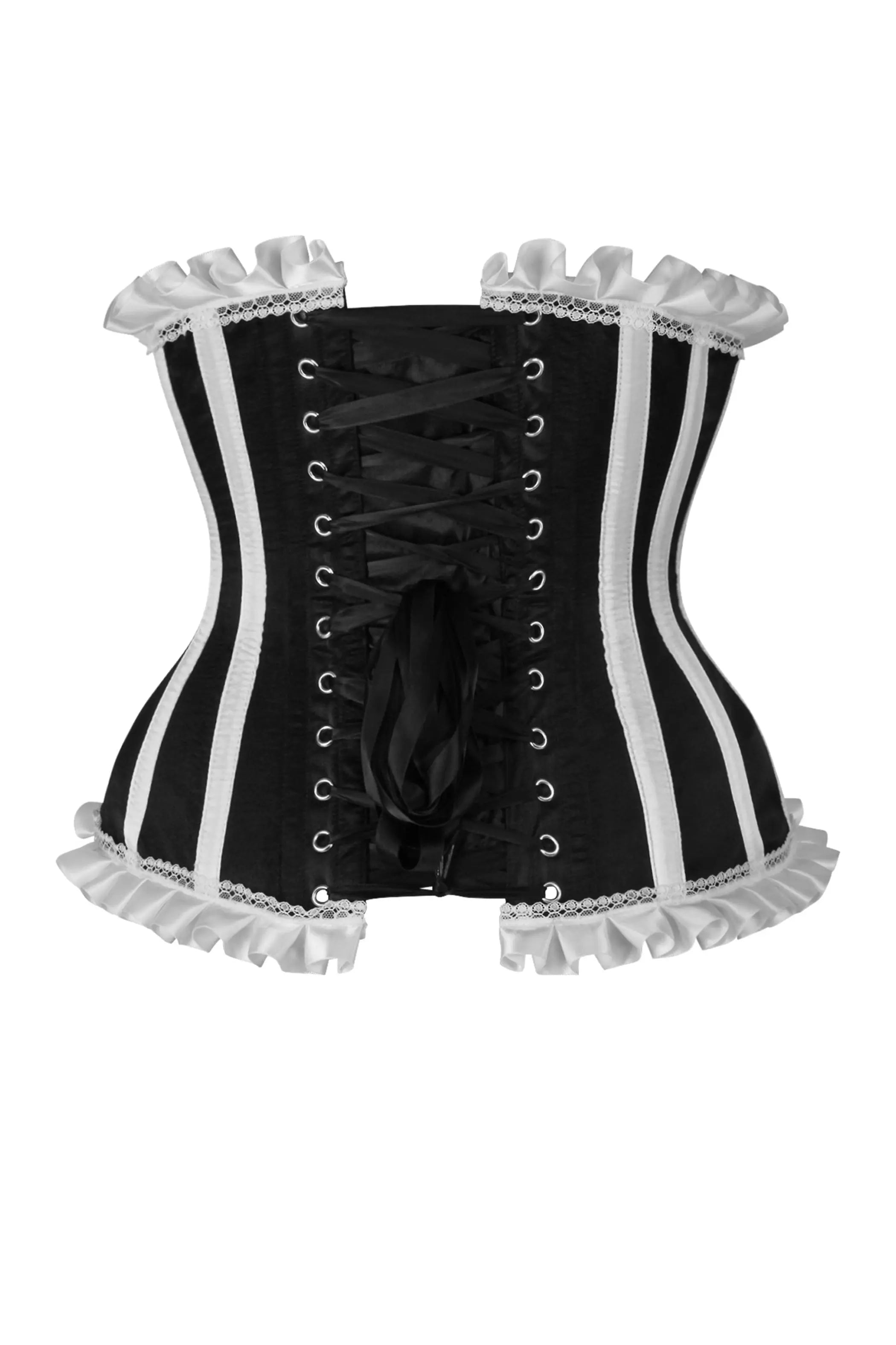 Top Drawer Black/White Steel Boned Burlesque Underbust Corset Waist Cincher Daisy Corsets