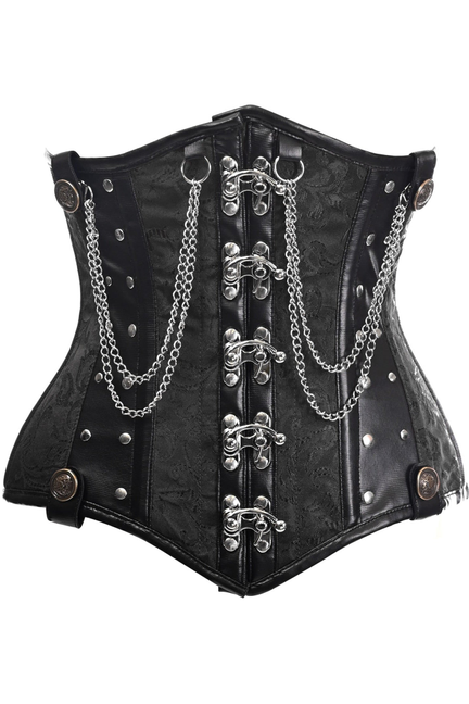 Top Drawer Brocade Steel Boned Underbust Corset with Chains and Clasps Daisy Corsets
