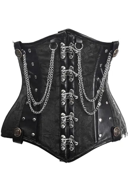 Top Drawer Brocade Steel Boned Underbust Corset with Chains and Clasps Daisy Corsets