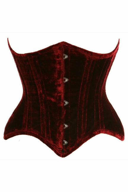 Top Drawer Crushed Velvet Double Steel Boned Curvy Cut Waist Cincher Corset Daisy Corsets