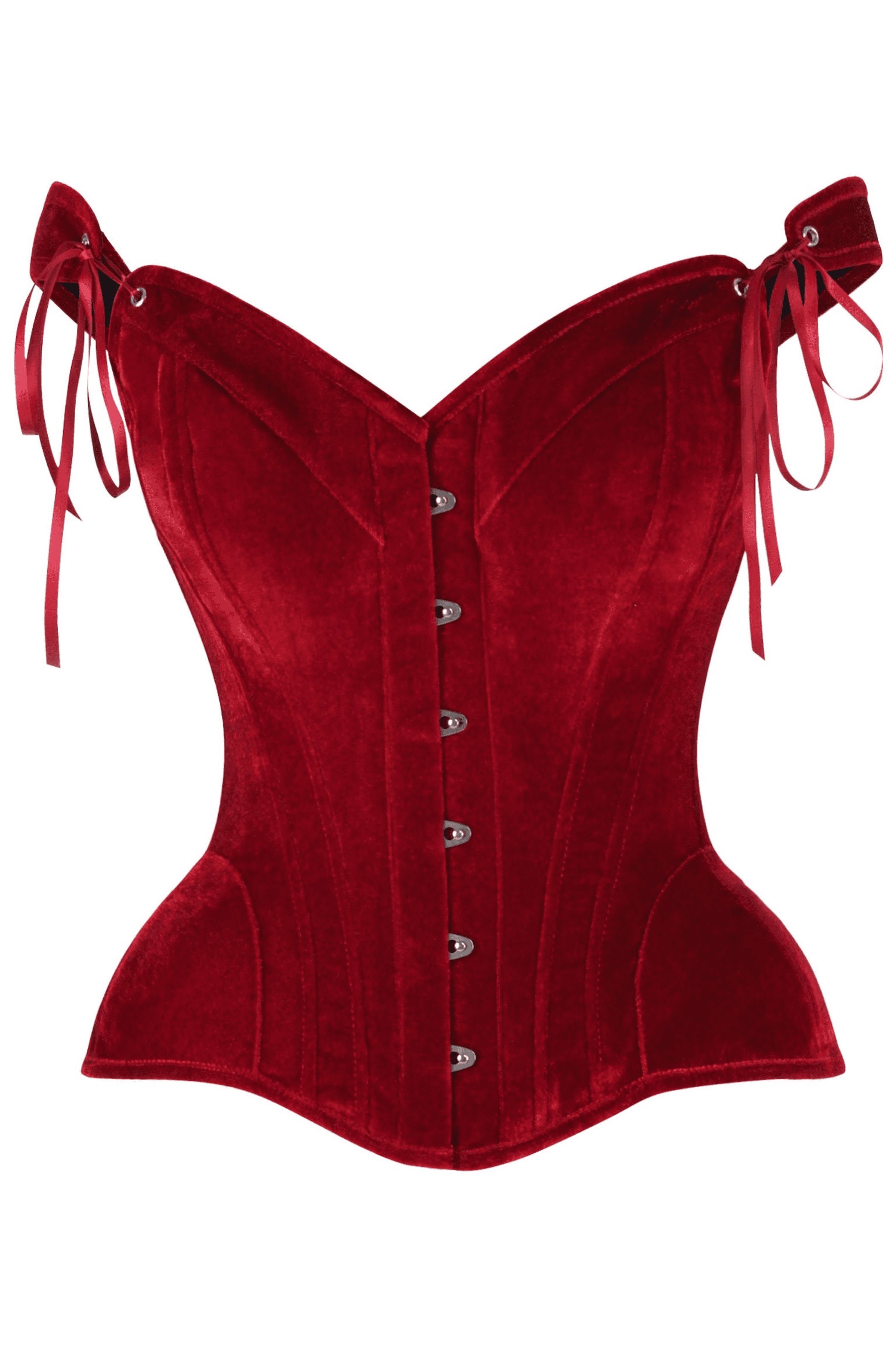Top Drawer Dark Red Velvet Steel Boned Corset w/Straps Daisy Corsets