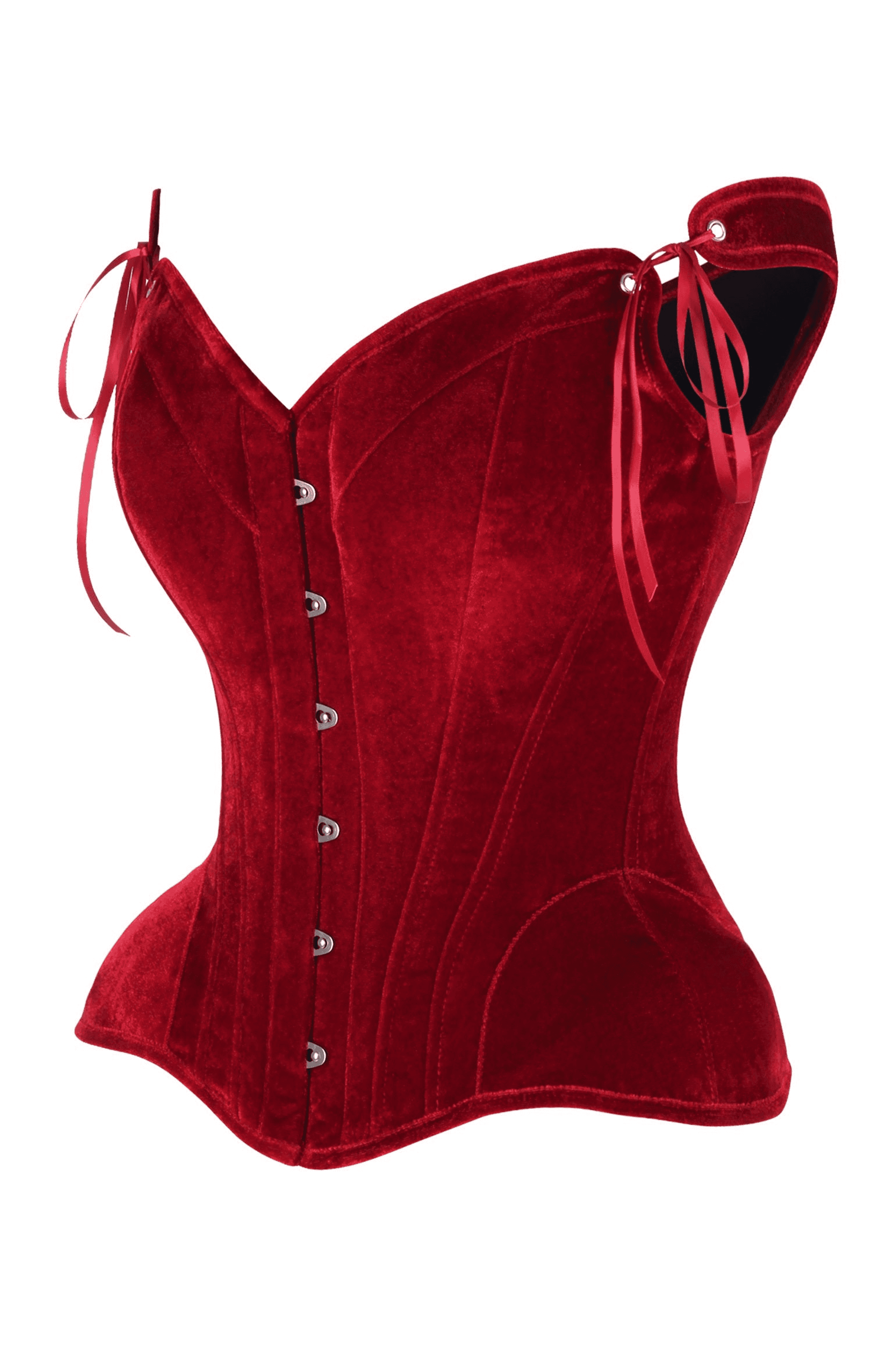 Top Drawer Dark Red Velvet Steel Boned Corset w/Straps Daisy Corsets