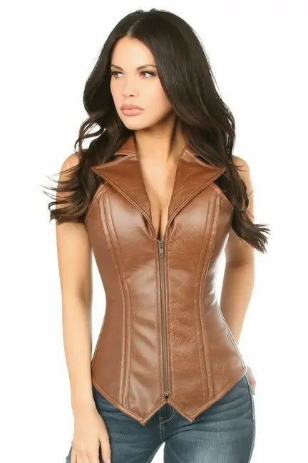 Top Drawer Faux Leather Steel Boned Corset Daisy Corsets