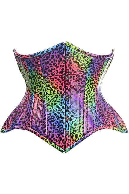 Top Drawer Leopard Print Double Steel Boned Curvy Cut Underbust Cincher Corset Daisy Corsets