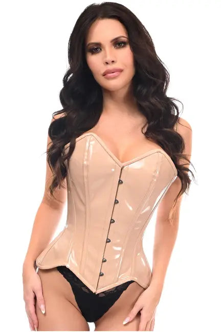 Top Drawer Nude Patent Steel Boned Overbust Corset Daisy Corsets