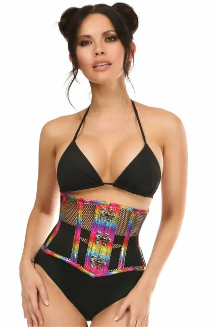 Top Drawer PVC Steel Boned Mini Cincher with Clasps Daisy Corsets