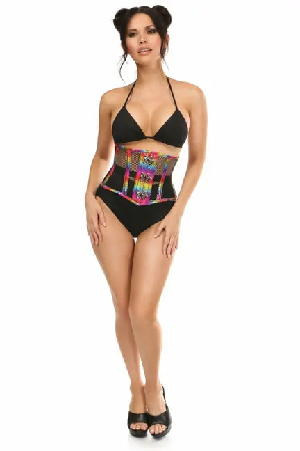 Top Drawer PVC Steel Boned Mini Cincher with Clasps Daisy Corsets