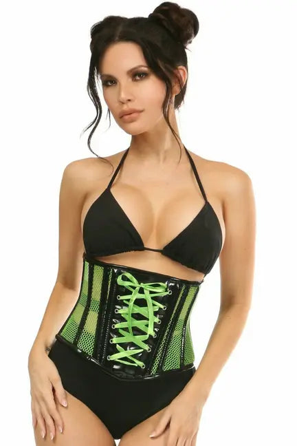 Top Drawer Patent & Fishnet Underbust Corset Daisy Corsets