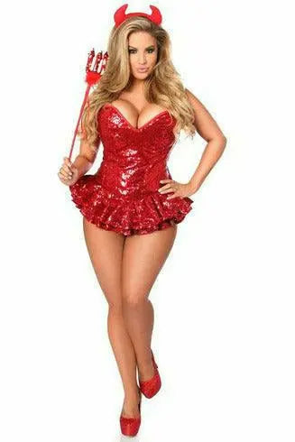 Top Drawer Premium Sequin Devil Corset Dress Costume Daisy Corsets