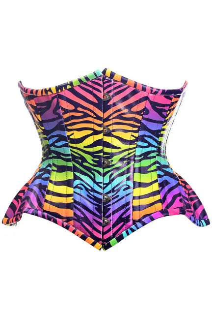 Top Drawer Print Double Steel Boned Curvy Cut Underbust Cincher Corset Daisy Corsets