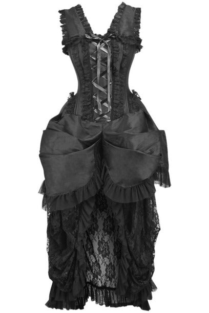 Top Drawer Steel Boned Black Lace Victorian Bustle Corset Dress Daisy Corsets
