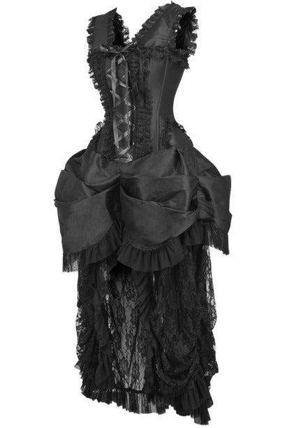 Top Drawer Steel Boned Black Lace Victorian Bustle Corset Dress Daisy Corsets