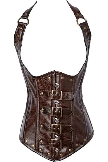 Top Drawer Steel Boned Distressed Faux Leather Underbust Corset Top Daisy Corsets