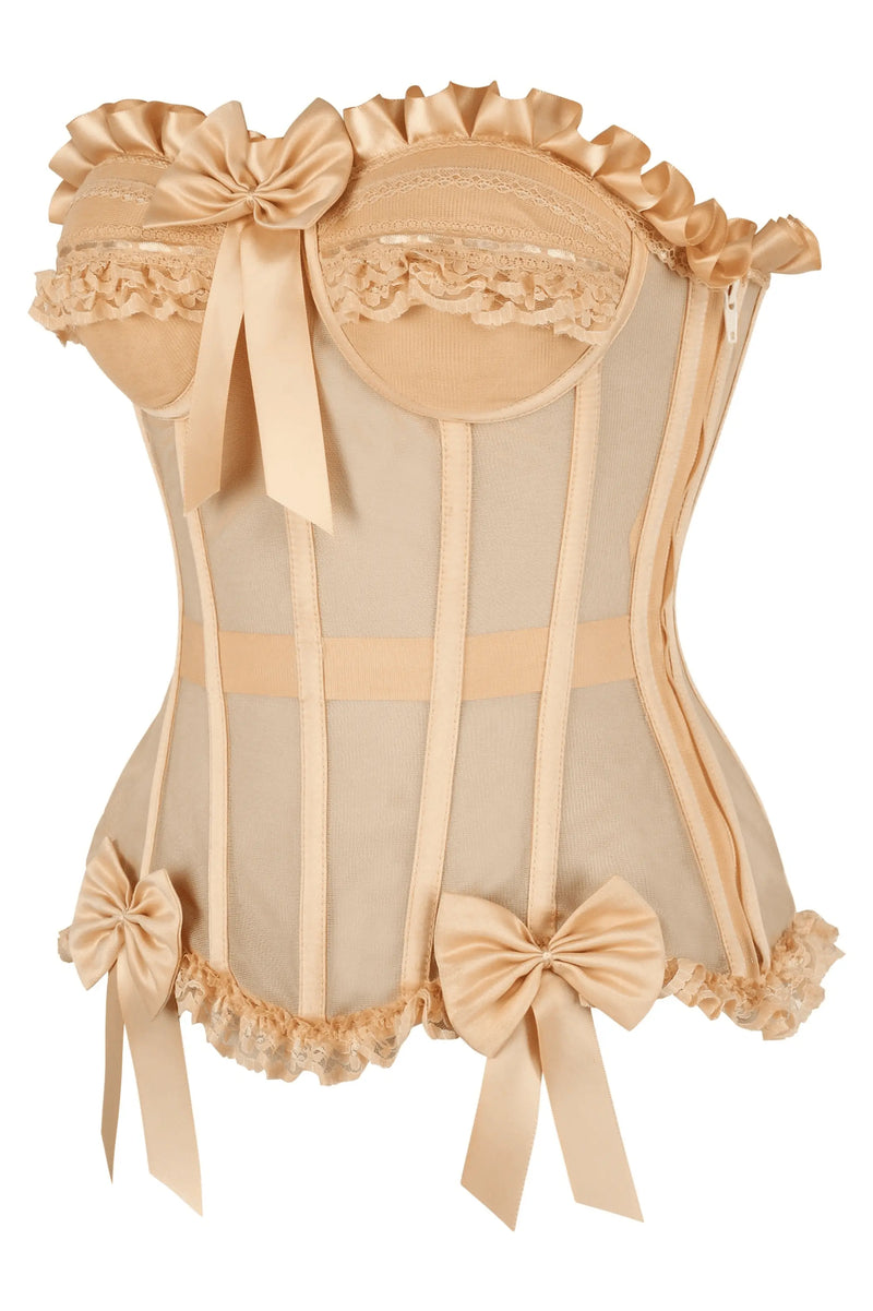 Top Drawer Steel Boned Nude Mesh Underwire Bustier Corset Daisy Corsets